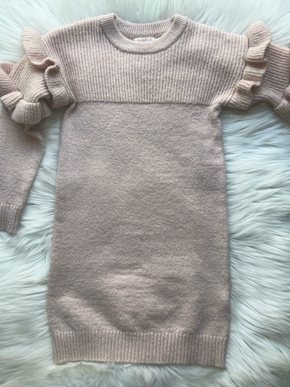 Cat & Jack Sparkle Knit Sweater Dress in Pale Blush
